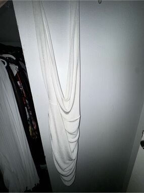 Women’s White Draped Cowl Neck Dress